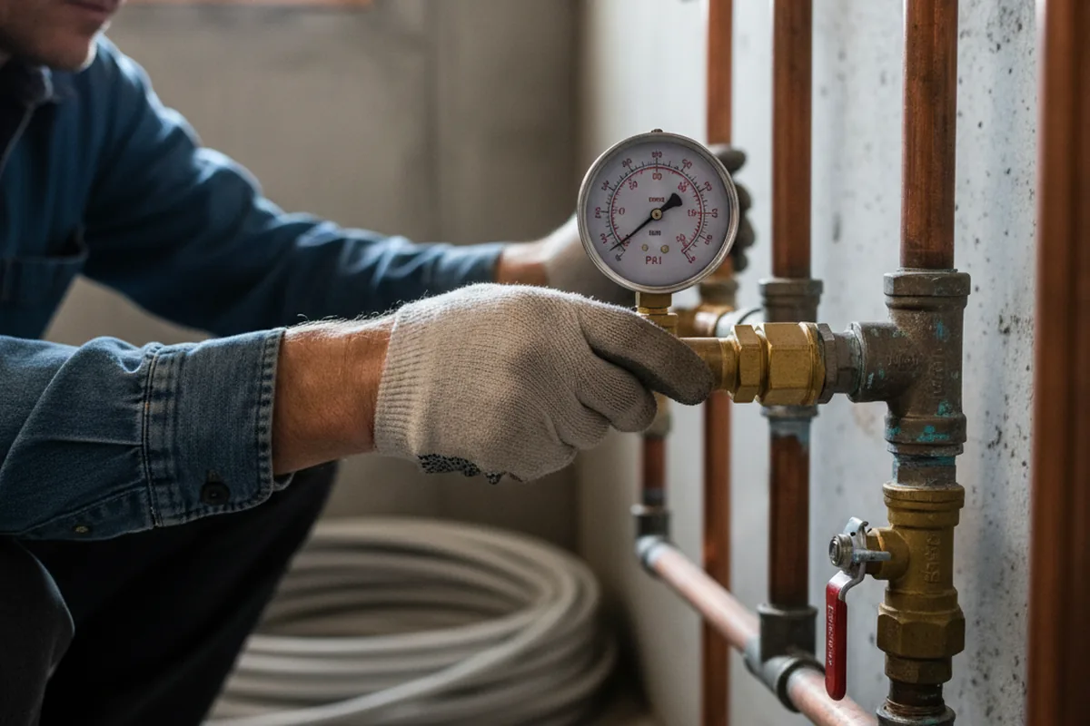 Pressure testing a repaired line during Water Line Repair in Proberta